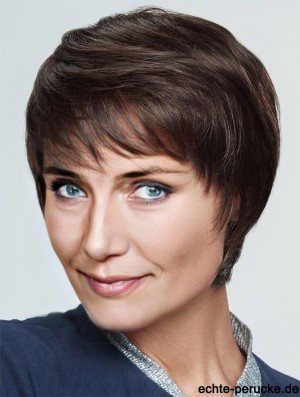Haarperücken Braun Cropped Straight Boycuts Perücken