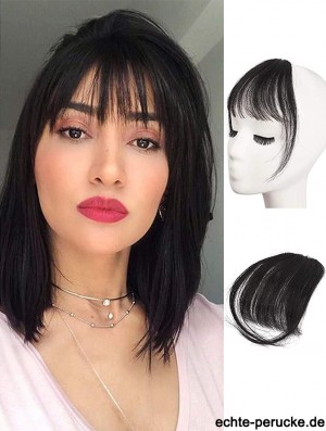 Clip in Fringe Menschliches Haar 100% Real Hair Fringe Extensions Clip in French Bangs Fringe mit Tempeln Clip auf Fringe Bangs Real Hair Pieces für Frauen Natürliche Farbe Waschbar