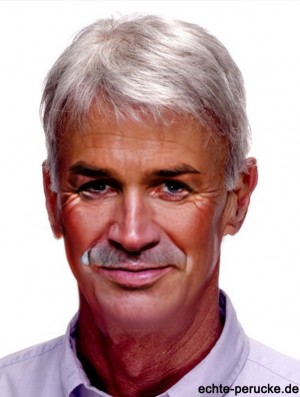 Synthetische kurze gerade Toupee Mono Spitze A UK