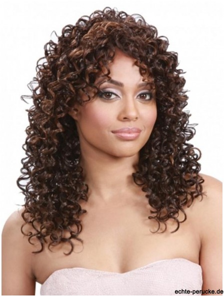 Curly Indian Remy Hair Brown Lange Flexibilität 3/4 Perücken