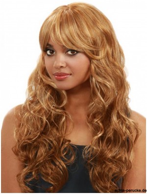 Lange lockige Blondine freche brasilianische Remy Hair Half Perücken