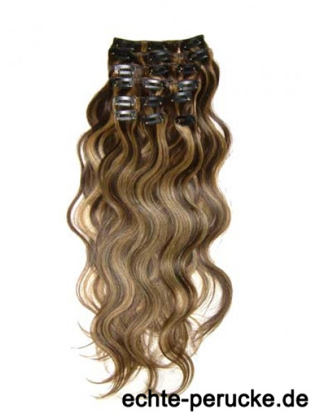 Clip In Haarverlängerungen mit Remy Wavy Style Brown Farbe