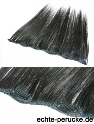 Fabelhafte schwarze gerade gerade menschliche Haarspange in Haarverlängerungen