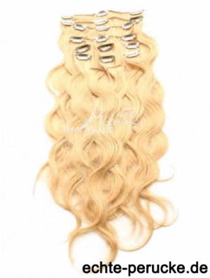 Ideal Blonde Curly Remy Echthaarspange in Haarverlängerungen