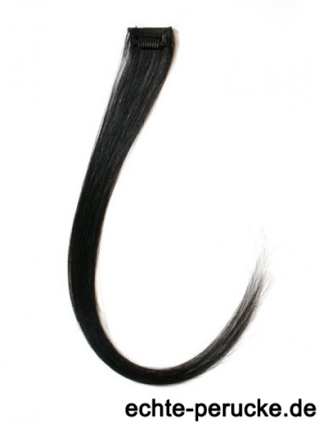 Exquisite Black Straight Remy Echthaarspange in Haarverlängerungen