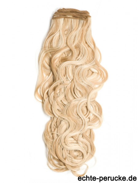 Curly Remy Echthaar Blond Stilvolle Schussverlängerungen