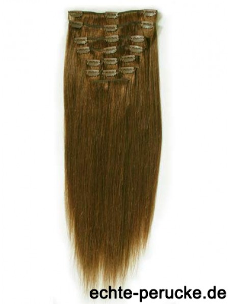 Ideal Brown Straight Remy Echthaarspange in Haarverlängerungen