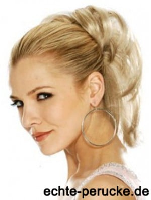 Hairpieces Clip In Blonde Color Straight Style With Synthetic