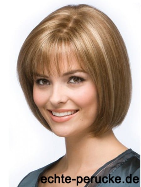 Blonde Bob Wig Chin Length Synthetic Capless Straight Style