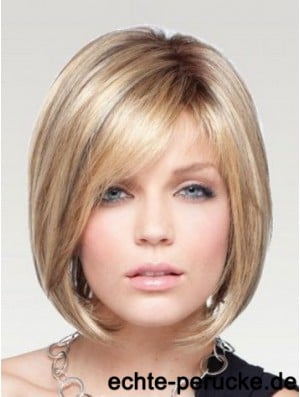 Bob Wigs Remy Human Chin Length Blonde Color Straight Style