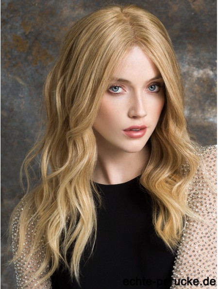 Lange Spitze Front Perücken 100% handgebunden Blonde Farbe Welliger Stil