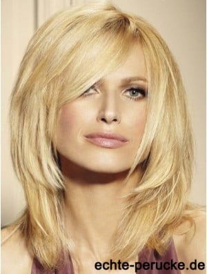 100% Human Hair Wigs Blonde Color Shoulder Length Layered Cut