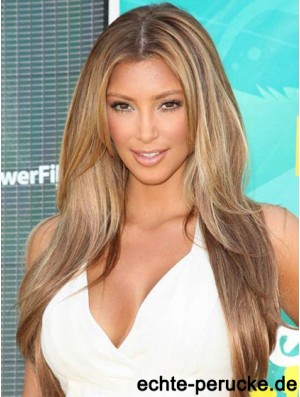 Best Human Hair Straight Style Blonde Color With Monofilament Kim Kardashian wig