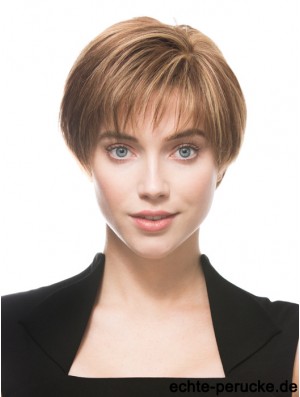 Monofilament Human 100% handgebundene Boycuts Short Length Straight Style