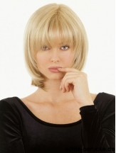 Monofilament Echthaar Topper UK Straight Style mit Pony