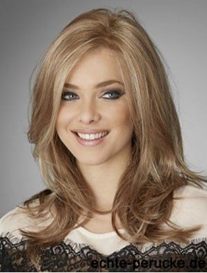 Blonde Mono Top Wigs Human Hair With Lace Front Long Length Wavy Style