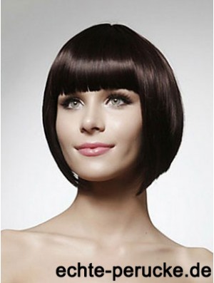 Günstige menschliche Bob Perücken Kinn Länge Bobs Cut Black Farbe Straight Style