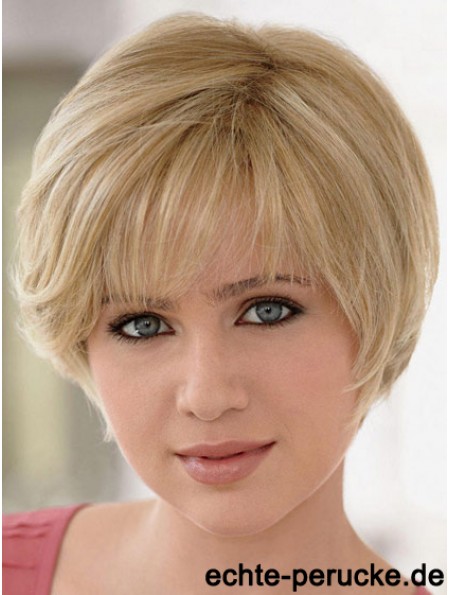 Lace Front Perücken UK Straight Style Blonde Farbe Layered Cut