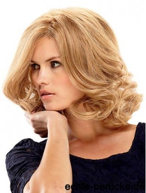 Human Hair Blend Lace Front Wigs Layered Cut Wavy Style Shoulder Length