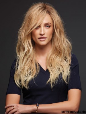 Remy Human 100% handgebundene blonde gewellte Echthaar Monofilament Topper