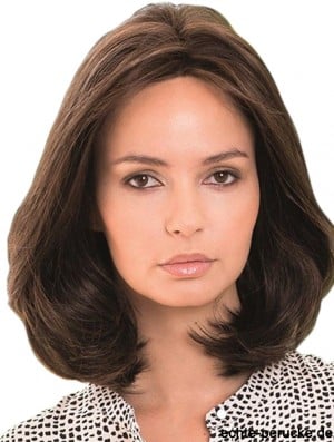 Human Hair Wig Brown With Lace Front Shoulder Length Brown Color