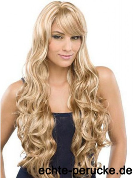 Lange 100% handgebundene gewellte mit Pony Monofilament Lace Front Perücken