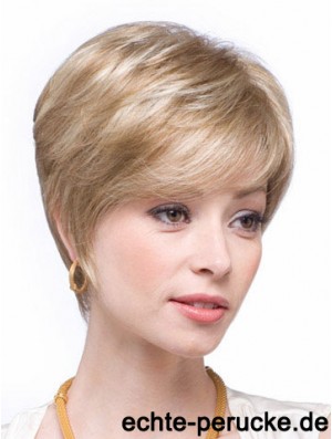 Blonde Echthaar Perücken Blonde Farbe Straight Style Layered