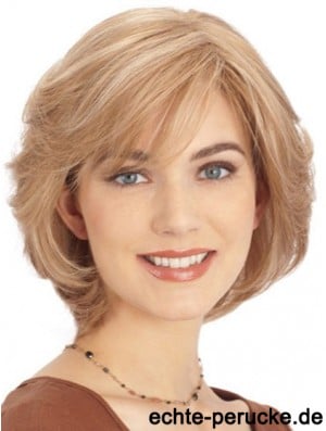 Human Hair Lace Front Monofilament Top Wigs Blonde Color Chin Length