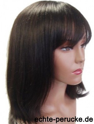 Capless Straight With Bangs Schulterlange 14  inchIdeale Echthaarperücken