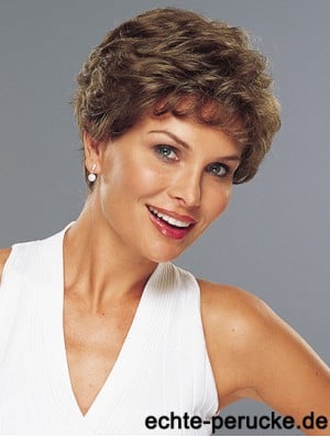 100% Hand Tied Classic Wavy Remy Short Brown Lace Wigs UK