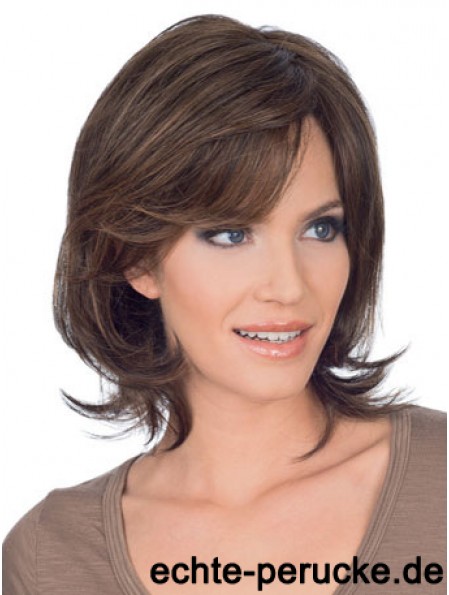 Popular 10 inch Brown Chin Length Layered Straight Lace Wigs
