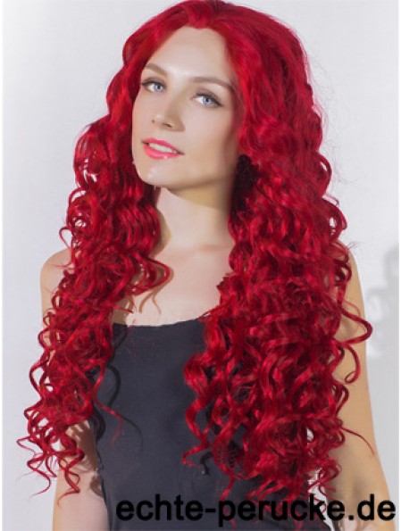Curly Without Bangs Lace Front Beliebte 24 Zoll rote lange Perücken
