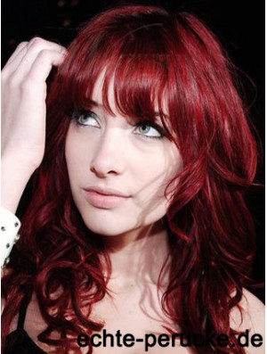 Capless With Bangs Long Curly 18 Zoll Red Günstigste Mode Perücken