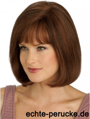 Echte Haare lange Bob Perücken mit Monofilament Straight Style Auburn Farbe