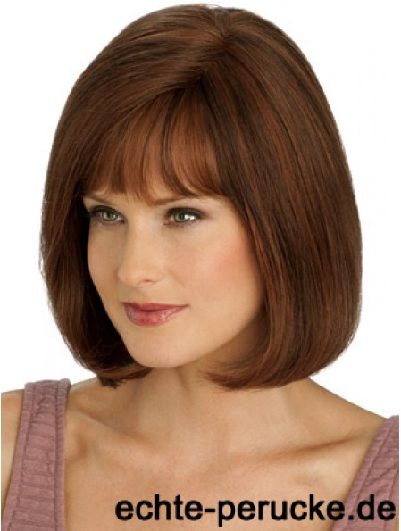 Echte Haare lange Bob Perücken mit Monofilament Straight Style Auburn Farbe