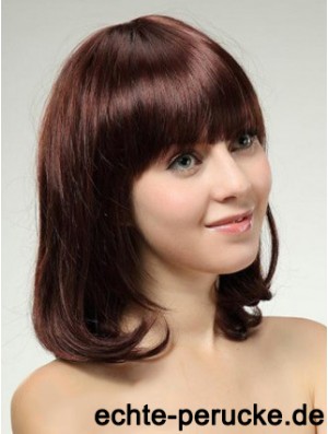 Schulterlange Bob Perücken mit Capless Remy Straight Style Auburn Farbe