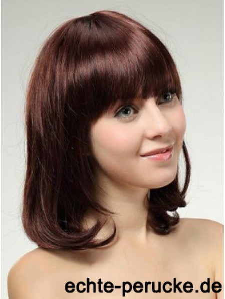 Schulterlange Bob Perücken mit Capless Remy Straight Style Auburn Farbe