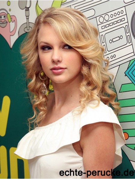 100% Hand-tied With Bangs Wavy Shoulder Length Blonde Suitable Taylor Swift Wigs
