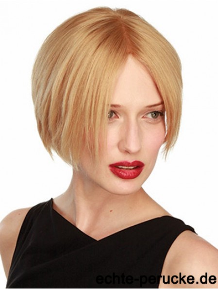 Gerade kurze blonde 6 Zoll Lace Front Soft Bob Perücken