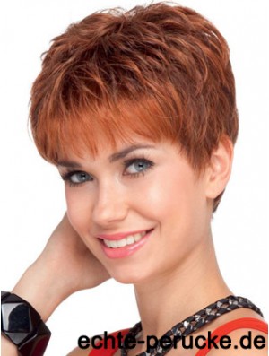 Red Wavy Cropped Boycuts Lace Front Günstige Perücke