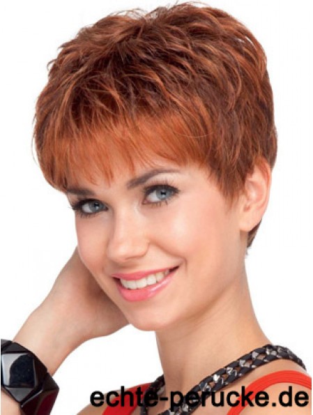 Red Wavy Cropped Boycuts Lace Front Günstige Perücke