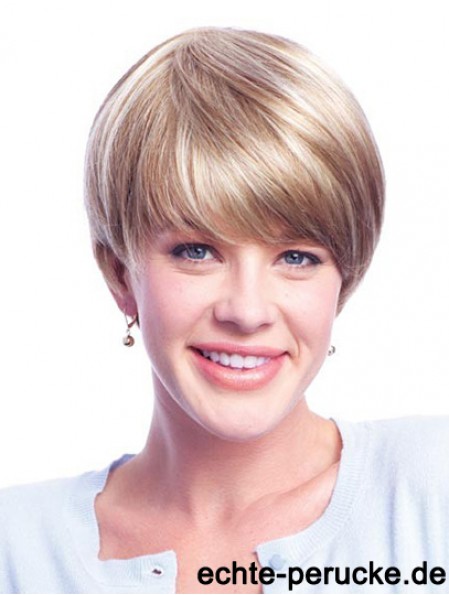 Perücken Menschenhaar Blondinen Mit Minofilament Layered Cut Short Length