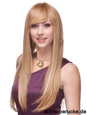 Gerade mit Pony Monofilament Blonde Top Long Perücken