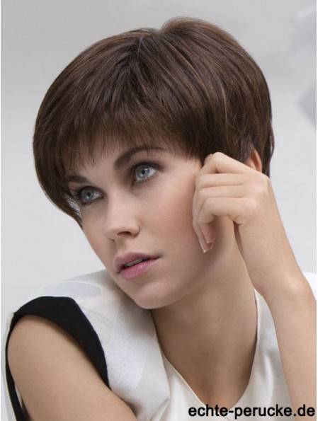 Brown Straight Cropped Boycuts Lace Front Günstige Perücken UK Sale