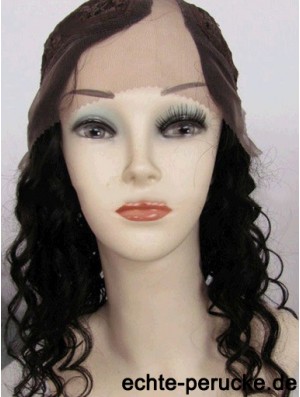 14 Zoll Lace Front Curly Black Gute U-Teil Perücken