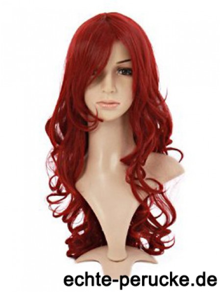 Wellig mit Pony Lace Front Style 20 Zoll rote lange Perücken