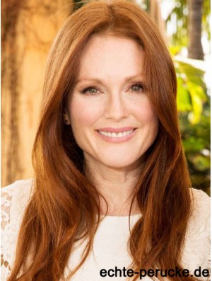 Without Bangs Long Copper Straight 20 inch Incredible Human Hair Julianne Moore Wigs