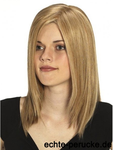 Ohne Pony No-Fuss Straight Blonde Langes Menschenhaar Perücken