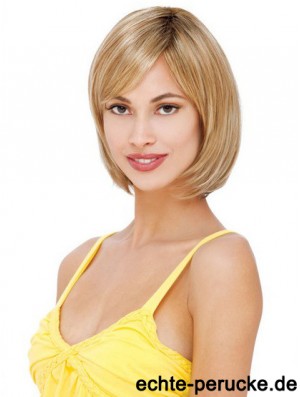 Kurze bis mittlere Bob Perücken mit Spitze vorne Blonde Farbe Straight Style