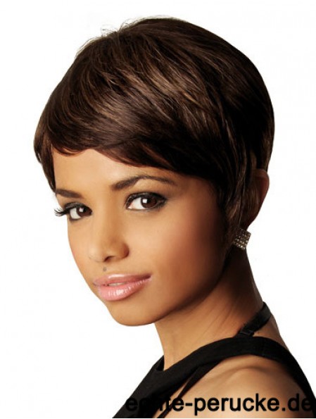 Afroamerikaner Echthaar Perücken Straight Style Kurzer Bobs Cut